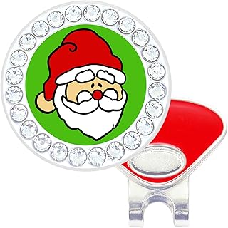 NAVIKA Santa Claus Golf Ball Marker with Austrian Crystals | Hat Clip Included | Christmas Themed Gift for Golfers | Xmas Golfing Accessory