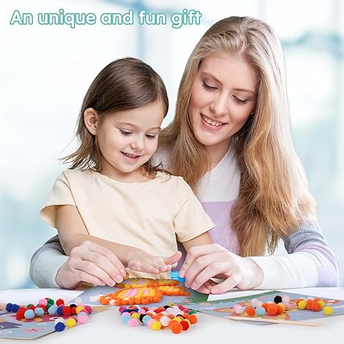 Miniatura 6 de iCraftine Kit de arte y manualidades con pompones para niños de 2, 3, 4, 5, 6 años - Fácil actividad artística para niños pequeños actividades