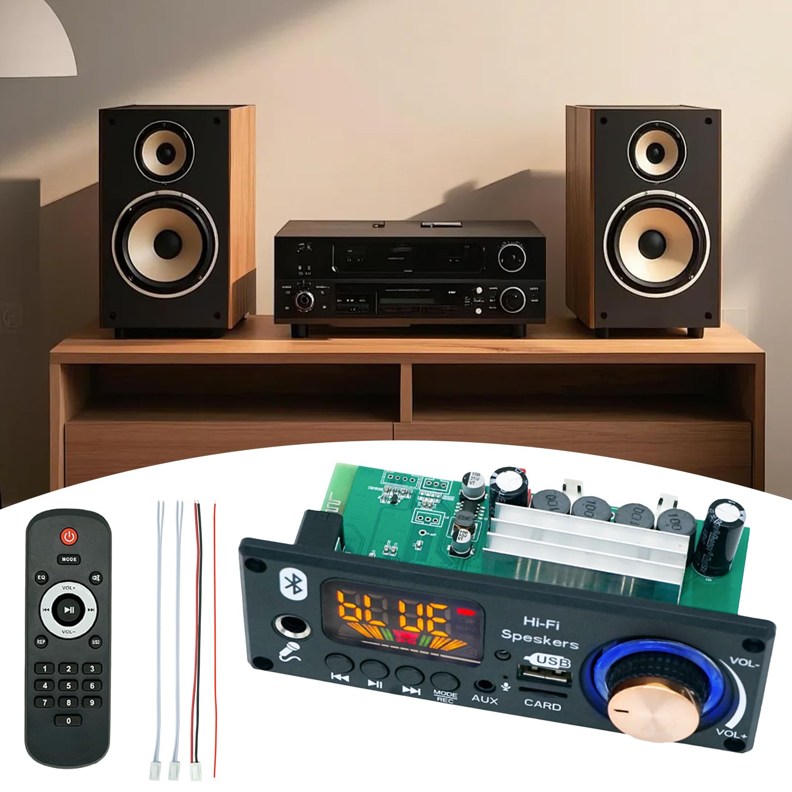Verstärker für Anrufaufzeichnung, Audio-Verstärker-Chip | Blue-Tooth-kompatibles Modul 2 x 80 W | Anzeige der Digitalröhre mit USB-Schnittstelle | MP3-Player mit Aufnahmefunktion