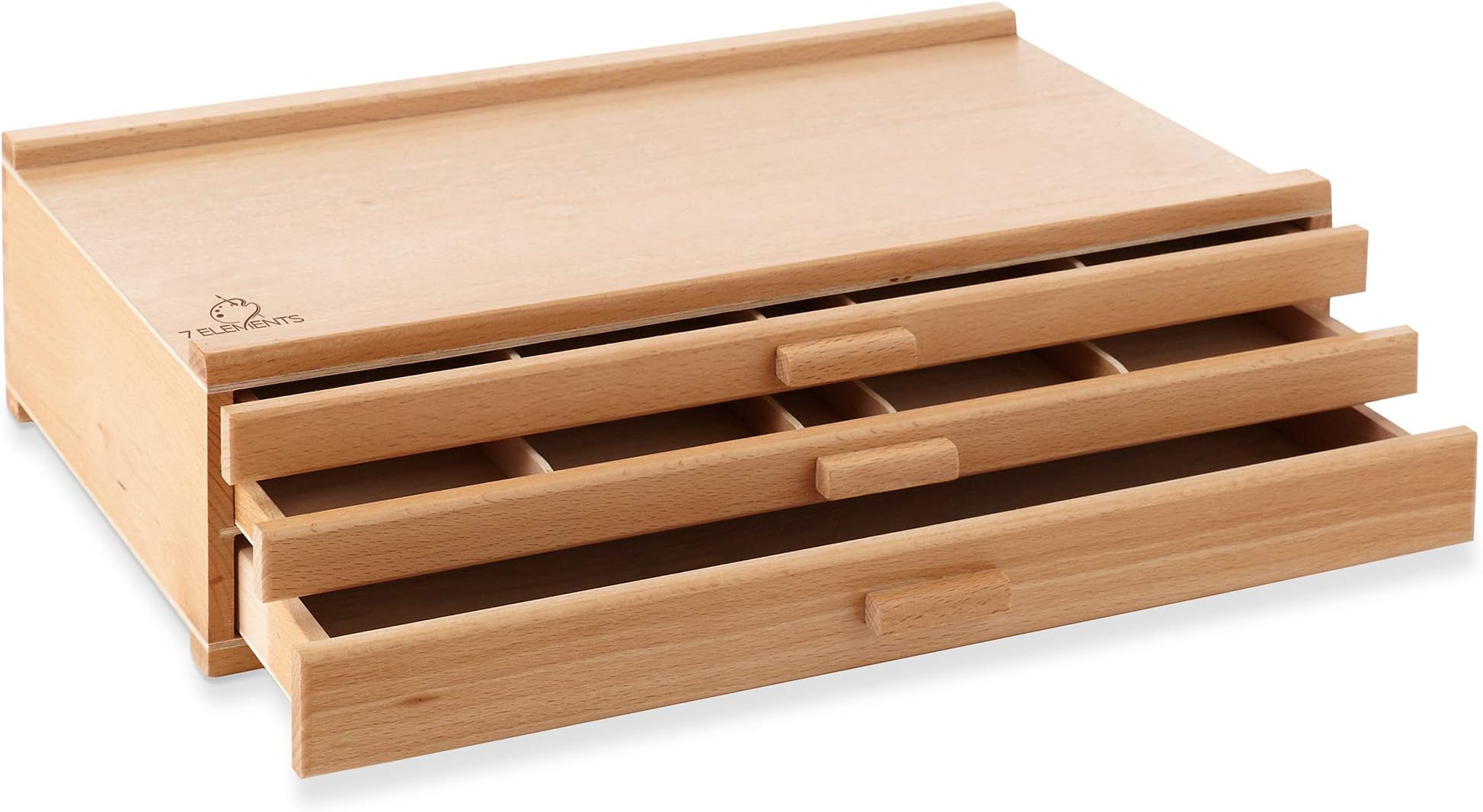 3 Drawer Wooden Artist Storage Supply Box for Pastels, Pencils, Pens, Markers, Brushes and Tools