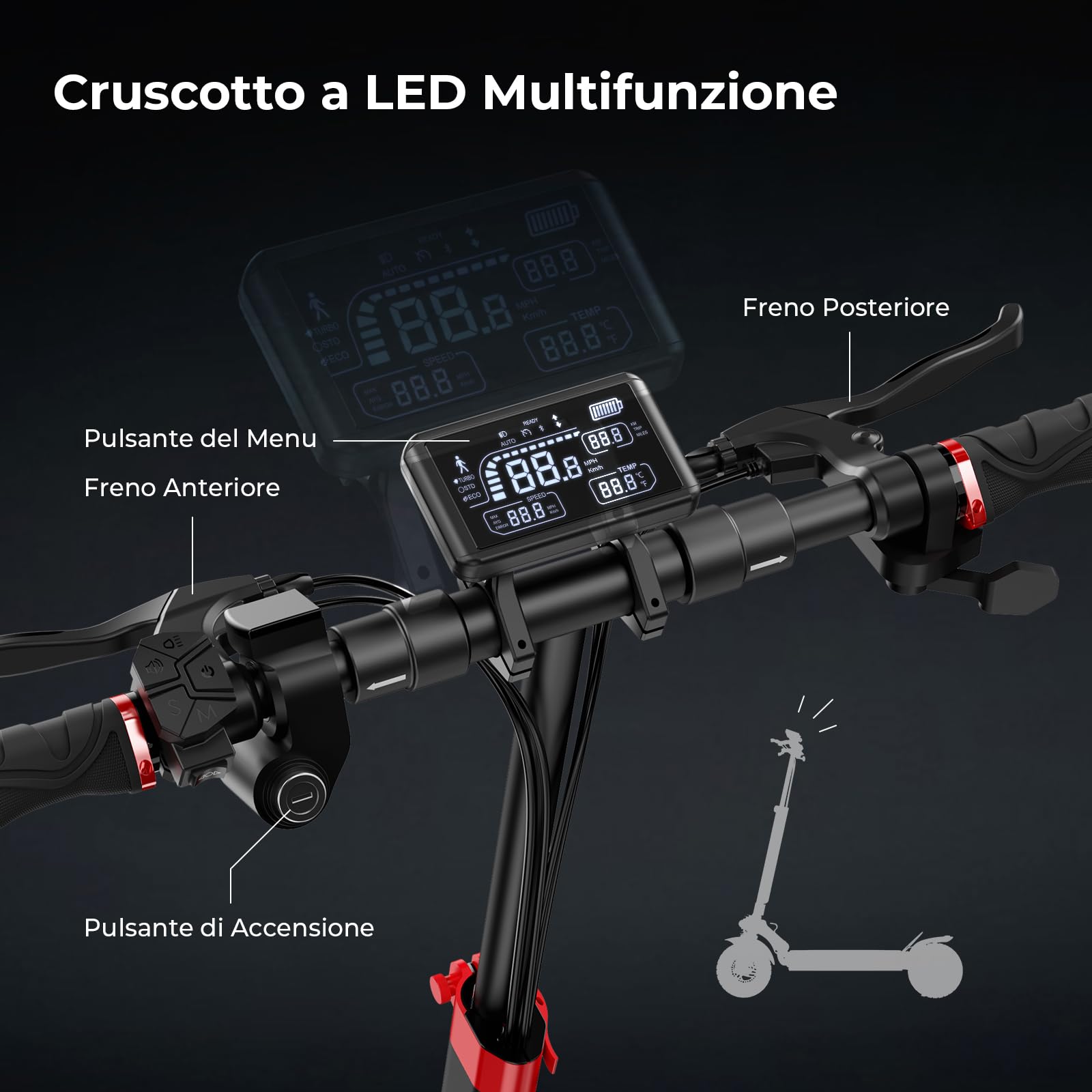 iScooter Ix4 Monopattino Elettrico Adulto, Carico 150 KG, Controllo Tramite App, Pneumatici Fuoristrada Da 10", Monopattino Elettrico Pieghevole Con Quadruplo Assorbimento Degli Urti, Quintuplo Freno