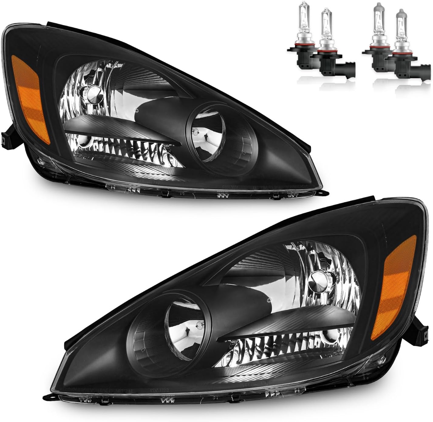 Headlights Assembly with Bulbs for 2004 2005 Toyota Sienna CE, LE, XLE, XLE Limited (Halogen Model Only) Headlamp Replacement Driver & Passenger Side