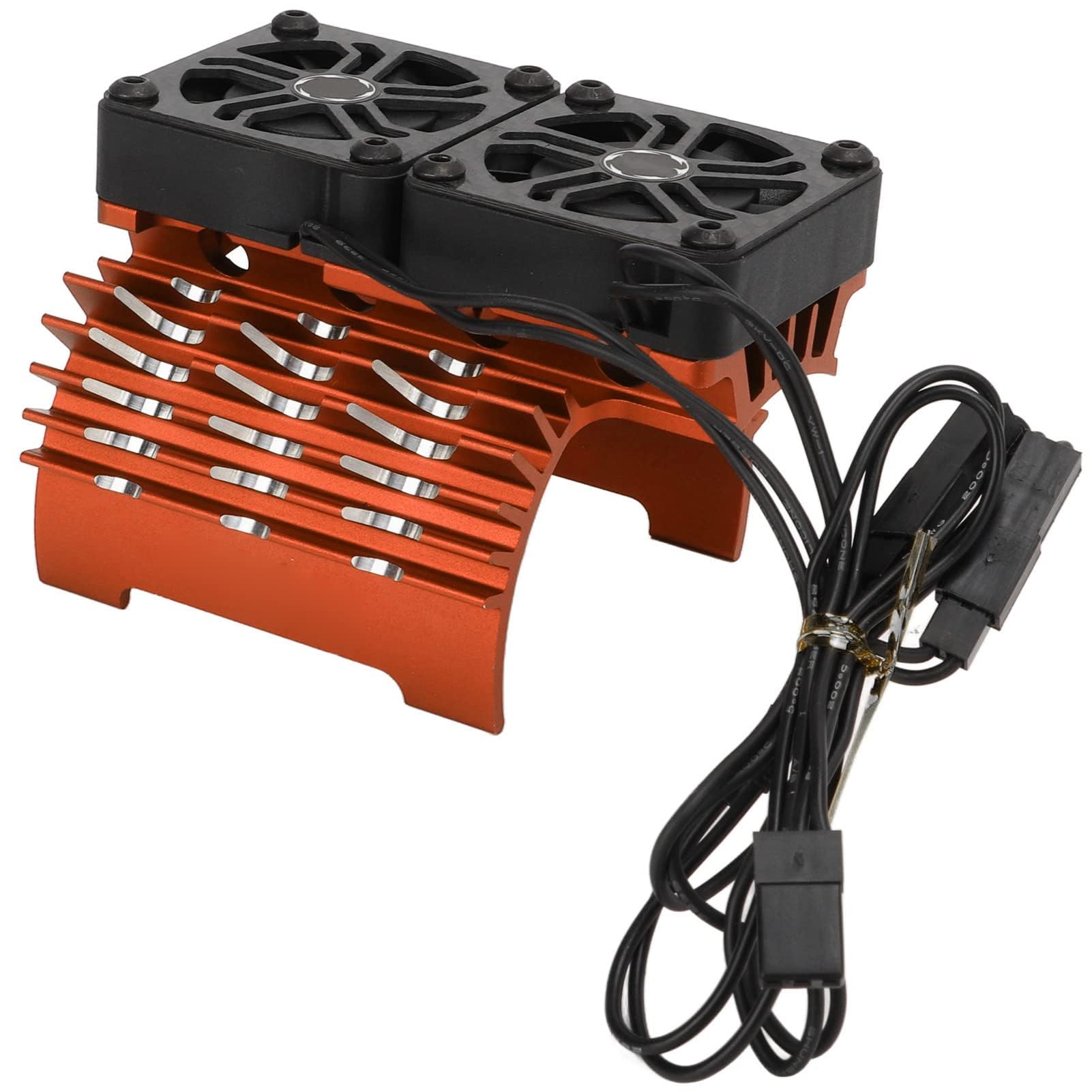 55/56/58mm RC Auto Motor Kühlkörper Lüfter Dual Fan Motor Kühlkörper Kühler für 1/5 RC Auto 8,4V 16000RPM(Orange) RC -Automodellzubehör