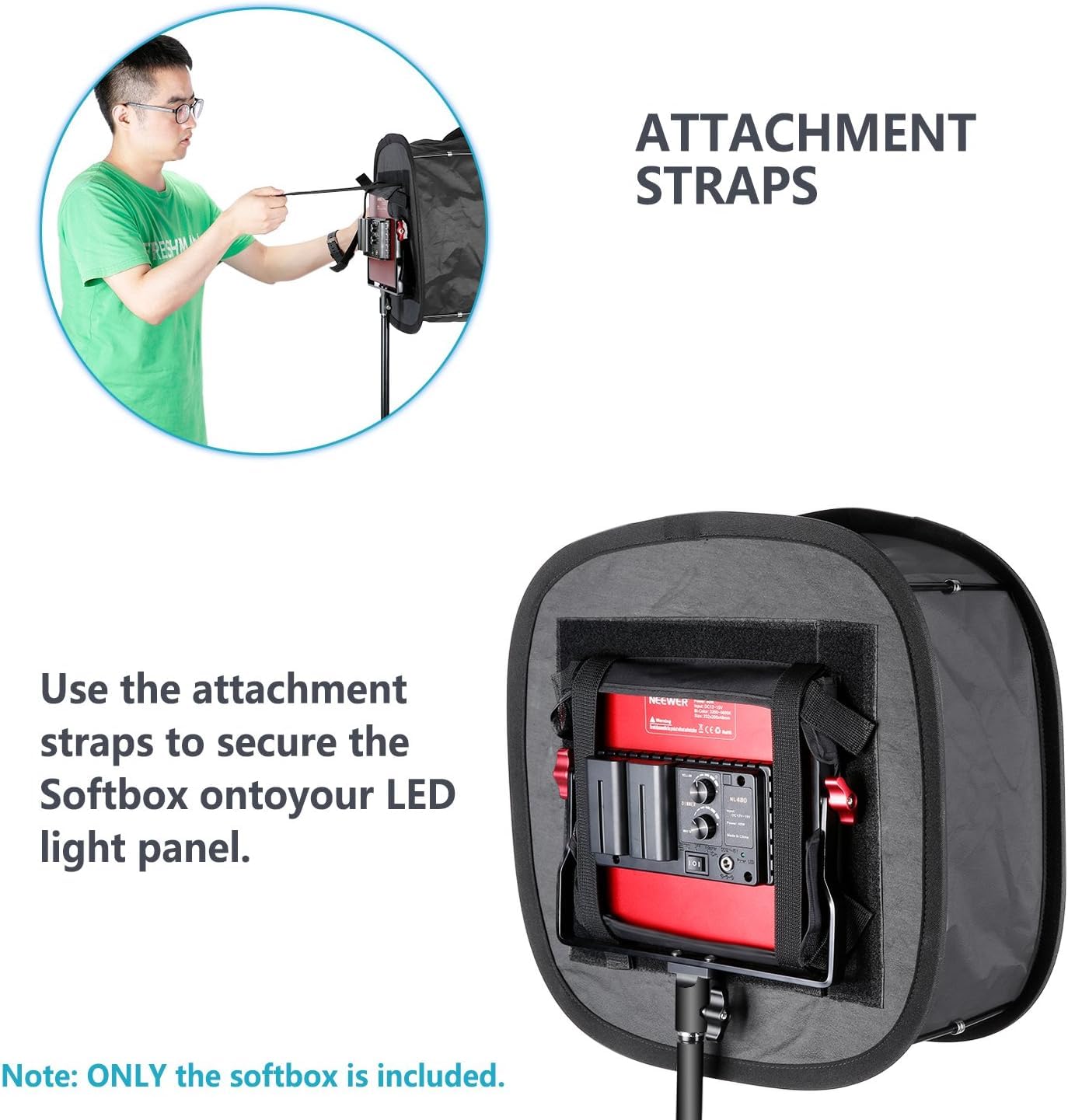 NEEWER 2er Pack LED Lichtpanel Softbox für 660 480 Videoleuchte, Außenmaß 16,3 x 6,5Zoll, Innenmaß 9,8 x 8,7Zoll, faltbarer Lichtdiffusor für Videoaufnahmen im Fotostudio