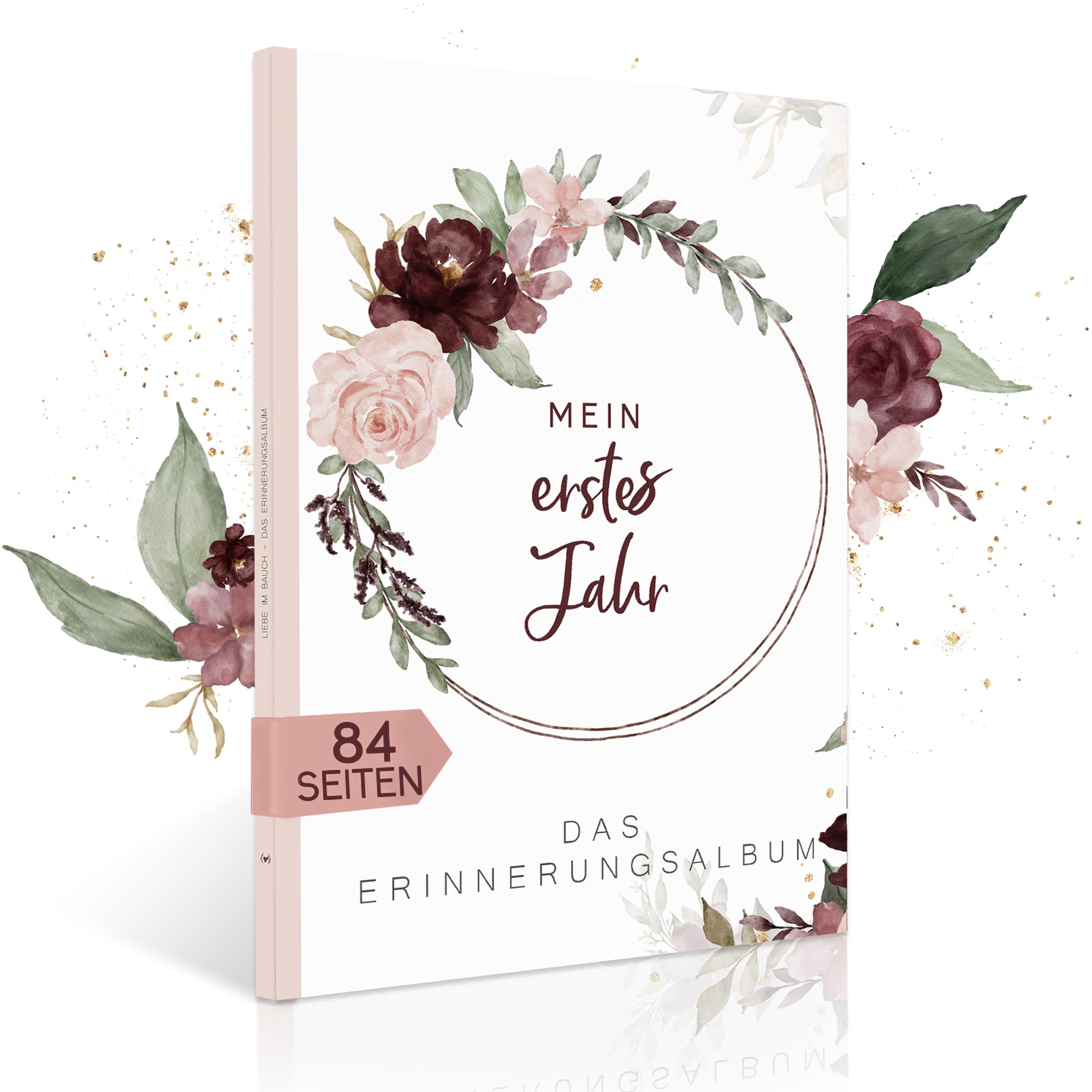 HIMMEL.HERZ.PAPIER My First Year Baby Album, Memory Book Baby Diary, DIN A4, Gift for Girls and Boys for Birth Photo Album