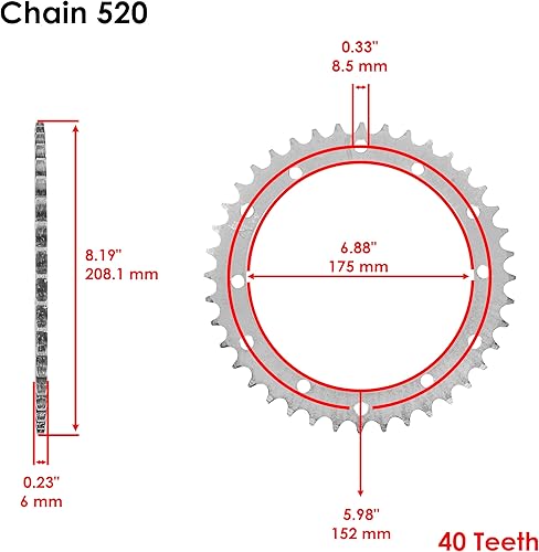 Miniatura 4 de Caltric Kit de cadena de transmisión y piñones azul compatible con Yamaha Raptor 660R Yfm660R 2001-2005