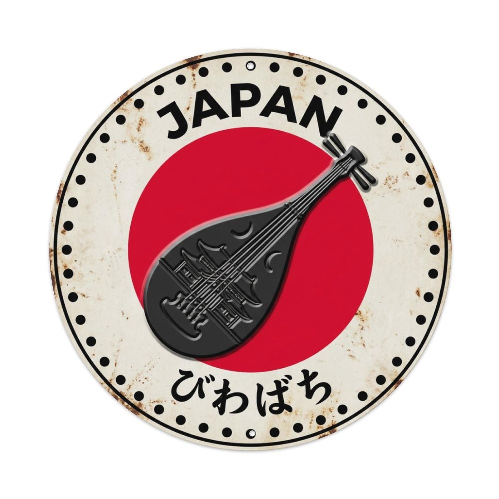 Fqnyr Style Metal Tin Sign Biwa Plectrum Japan Lute Pick Historic