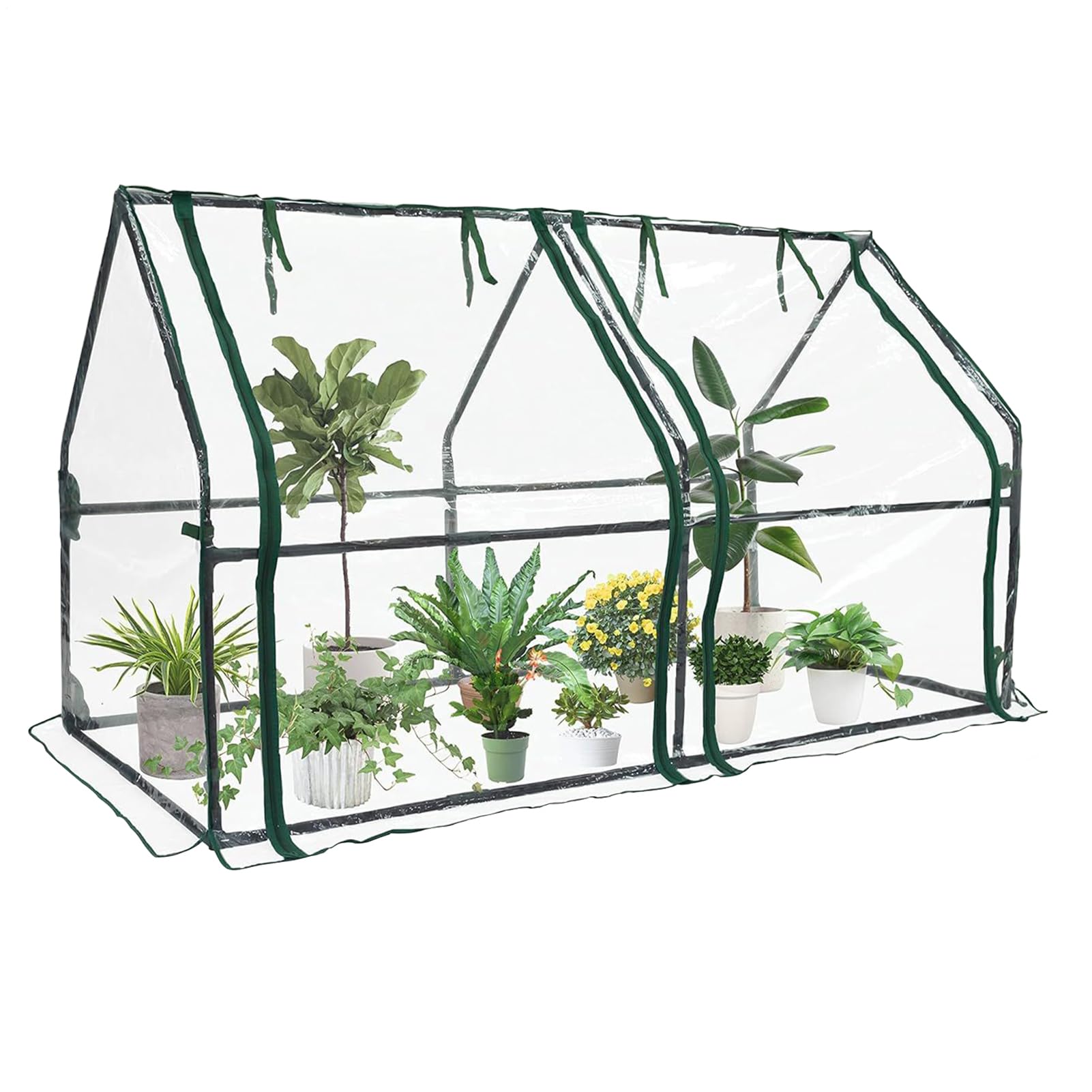 Szklarnia Ogrodowa Mały Namiot z Drzwiami na Zamek | Anty-UV Szklarnia Stojąca Zestaw do Wnętrz i Na Zewnątrz Ogród Taras Gospodarstwo Warzywa Owoce Siewki Kwiaty dla