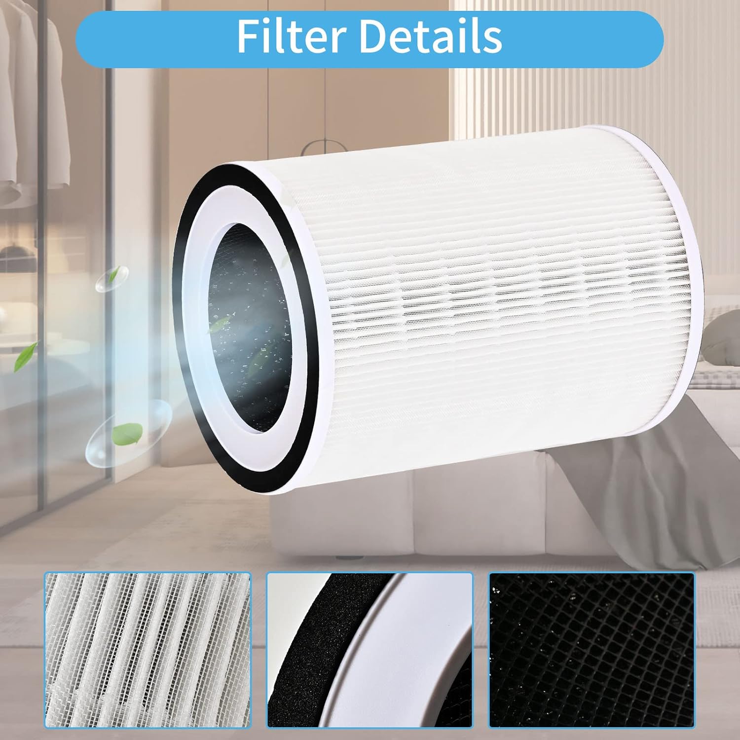 True HEPA KILO Filter 360°3 Stage Replacement Filters Compatible for Afloia KILO/KILO Pro/MIRO/MIRO Pro air purifier, H13 True HEPA filter, 2 PACK - Image 6