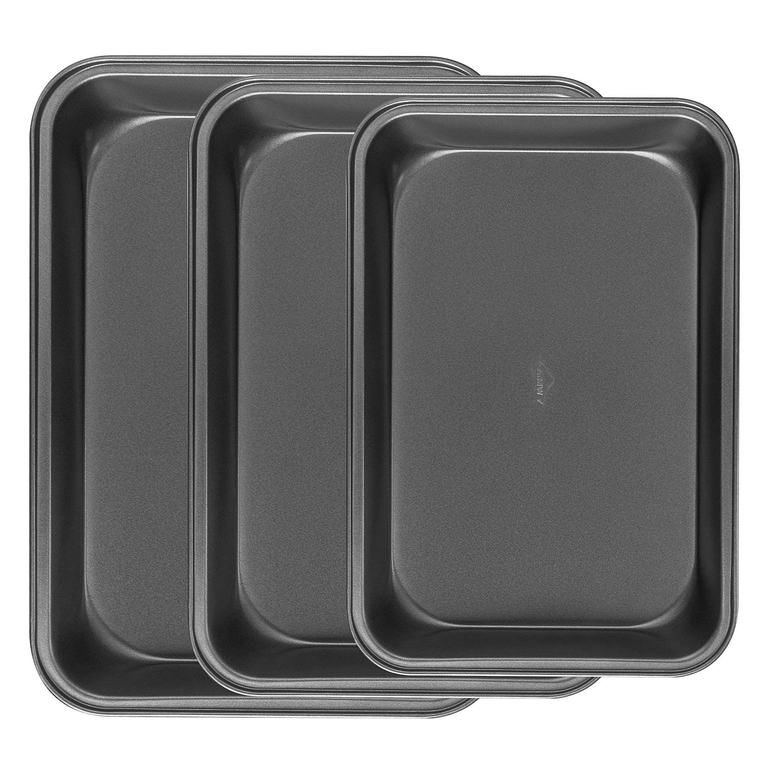 Juego de 3 bandejas de horno antiadherentes con bandeja pequeña para hornear, de acero al carbono, apto para lavavajillas