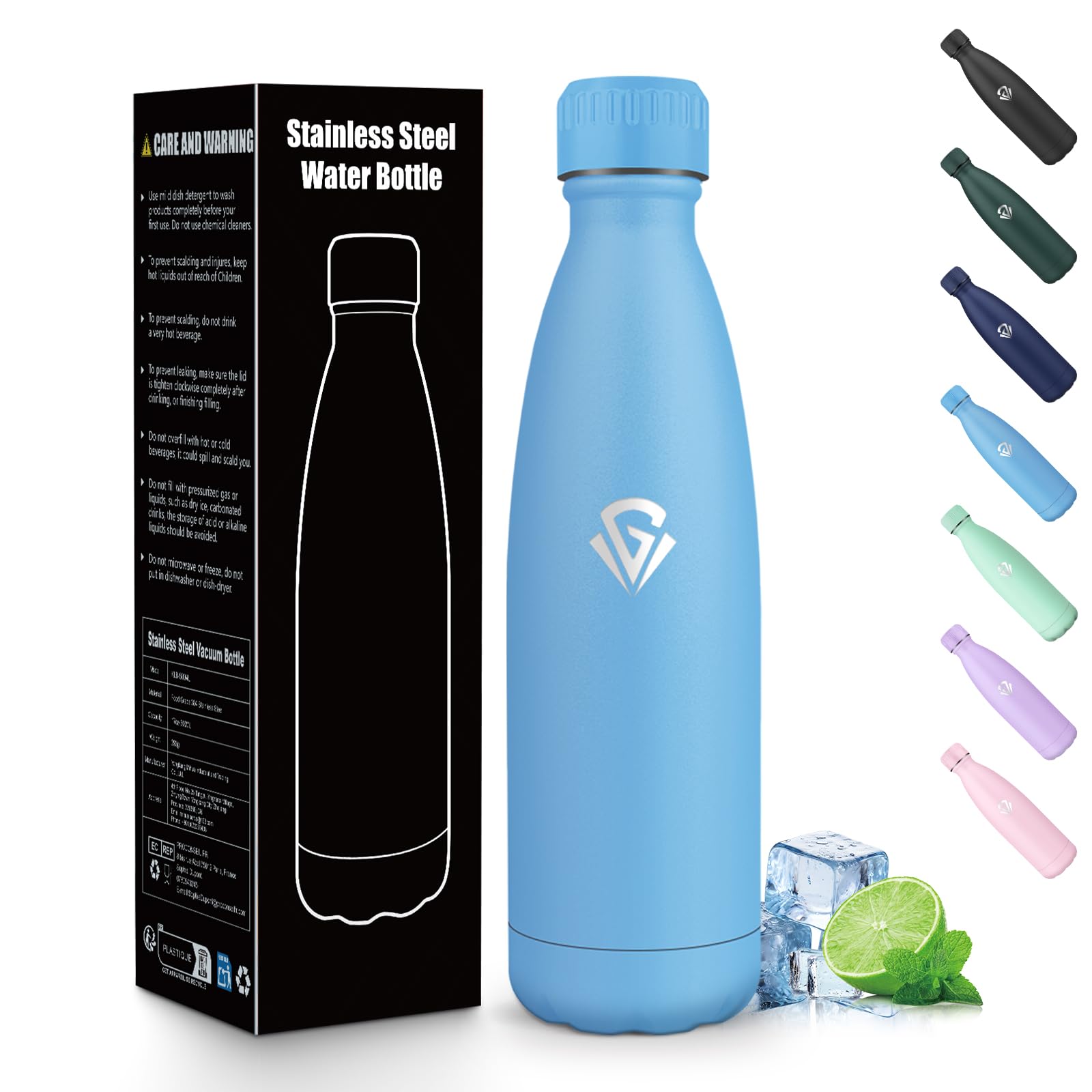 Gourde Isotherme 500ML Acier Inoxydable 18/8 Bouteille Isotherme Sans BPA Étanche Double Isolation