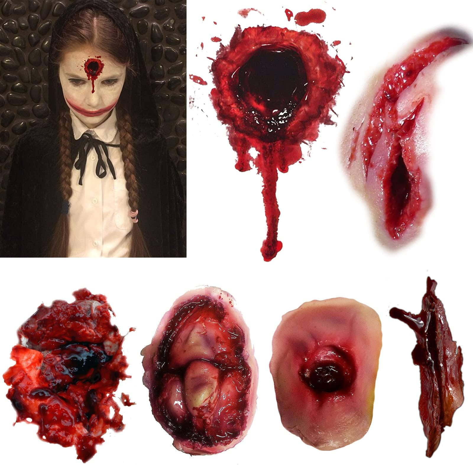 Halloween Accessories Temporary Tattoo, CARGEN Bloody Wound Makeup Stickers 6 Sheets for Halloween Make Up Cosplay Party Scar Tattoo Masquerade Prank Prop Decorations Face Tattoo Sticker