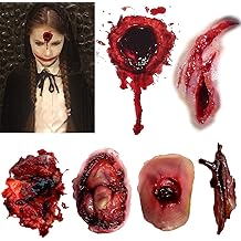 Halloween Temporary Tattoo - Bloody Wound Tattoos Realistic Blood Stickers Fake Scary Face Zombie Makeup Tattoos for Cosplay Party Masquerade Prank Prop Decorations for Women Man Adults (6 Sheets)