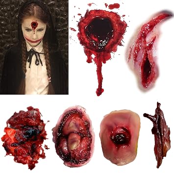Halloween Temporary Tattoo - Bloody Wound Tattoos Realistic Blood Stickers Fake Scary Face Zombie Makeup Tattoos for Cosplay Party Masquerade Prank Prop Decorations for Women Man Adults 6 Sheets