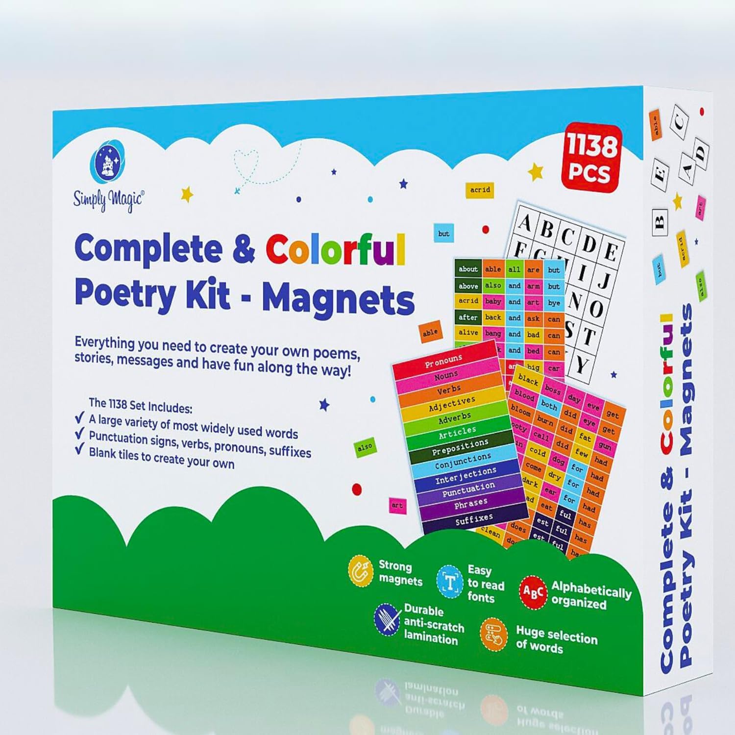 1138 PCS Colorful & Complete Poetry Magnets Kit, Word Magnet for Fridge, Poem Magnet, Magnetic Words for Fridge, Sentence Building, Poetry Tiles Magnets, Create Poems, Conversations - Simply Magic - Image 8
