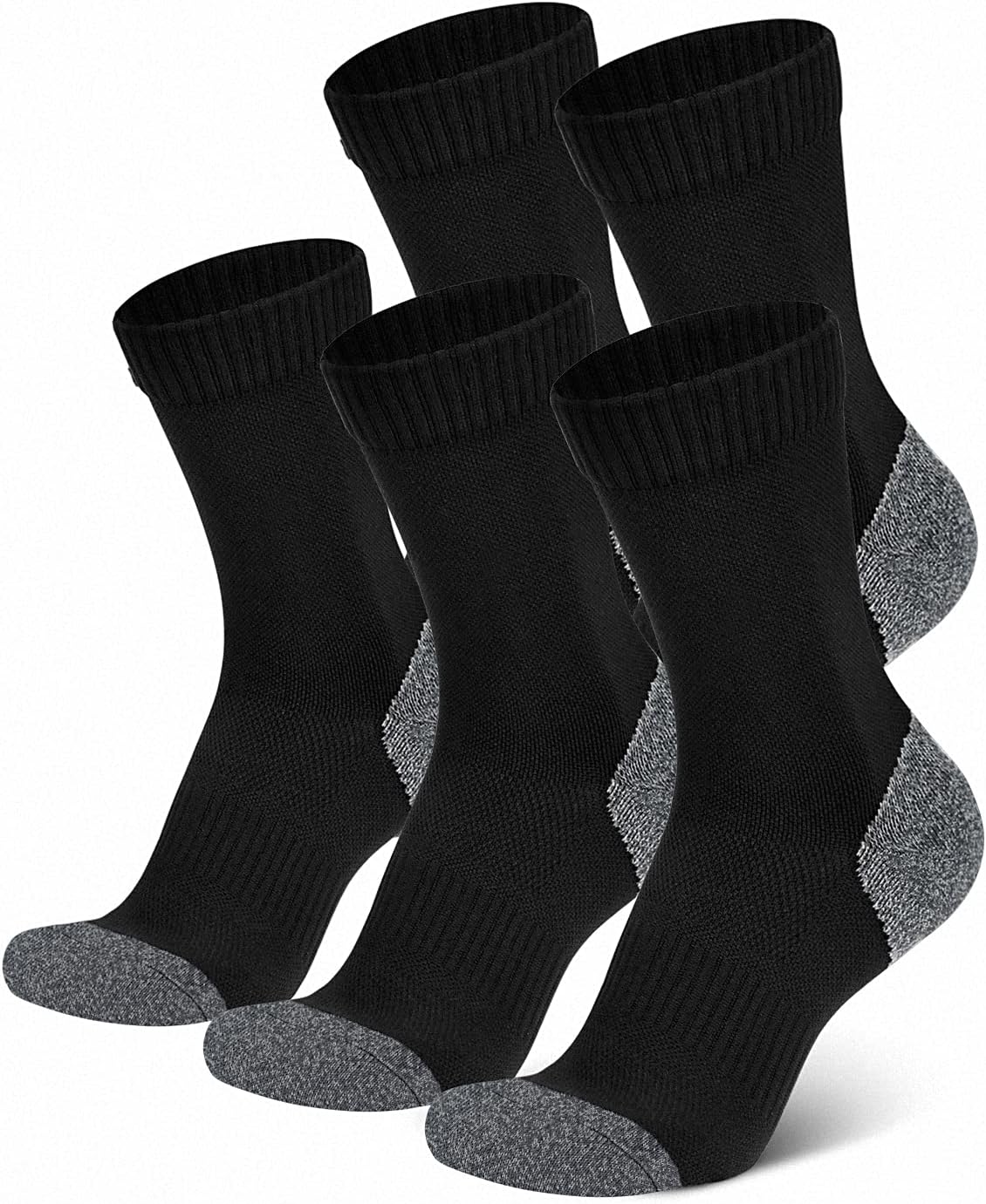 5 Pack Athletic Socks Men, Black Mens Socks Quick Dry Socks Men for Everyday Wear Running, Black(5 Pairs), 9-12