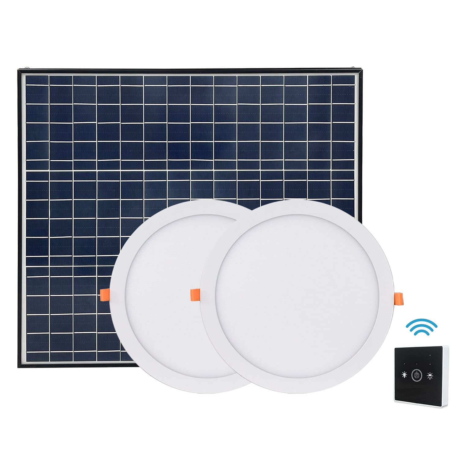 SIPLCN 50W Solar LED Skylight (Round 12'', 2 pcs) with Radar Sensor and Remote Control, Smart Day Ni