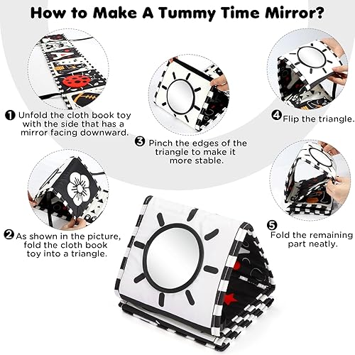 Miniatura 2 de URMYWO Juguetes de bebé blanco y negro, juguetes para recién nacidos de alto contraste, desarrollo cerebral de 0 a 3 meses, juguetes para el tiempo