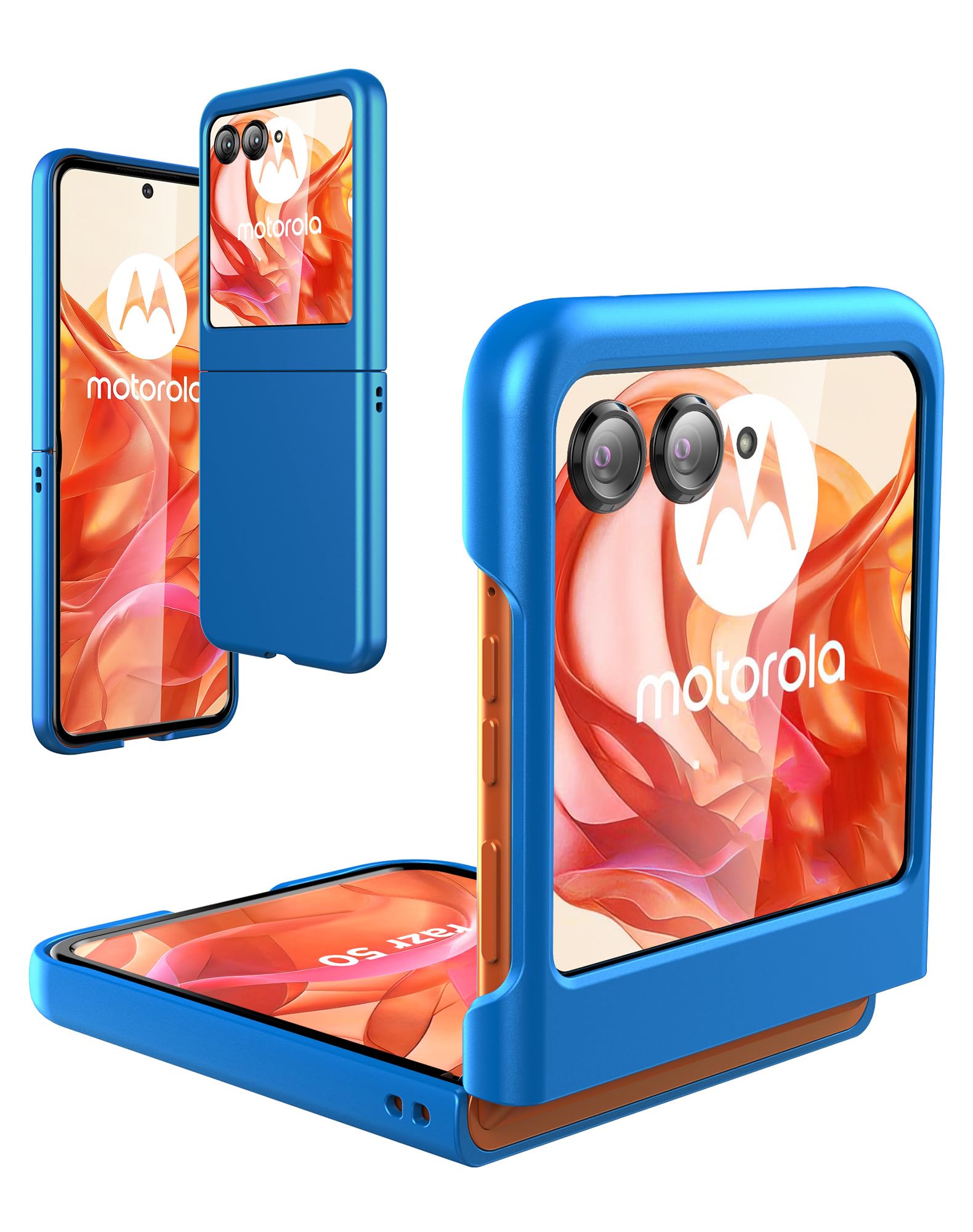 Foluu Custodia Sottile In Policarbonato Per Motorola Razr 2023, Ultra Trasparente, Antiscivolo, Blu - 4