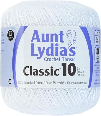 Aunt Lydias Classic Crochet Thread Size 10-White
