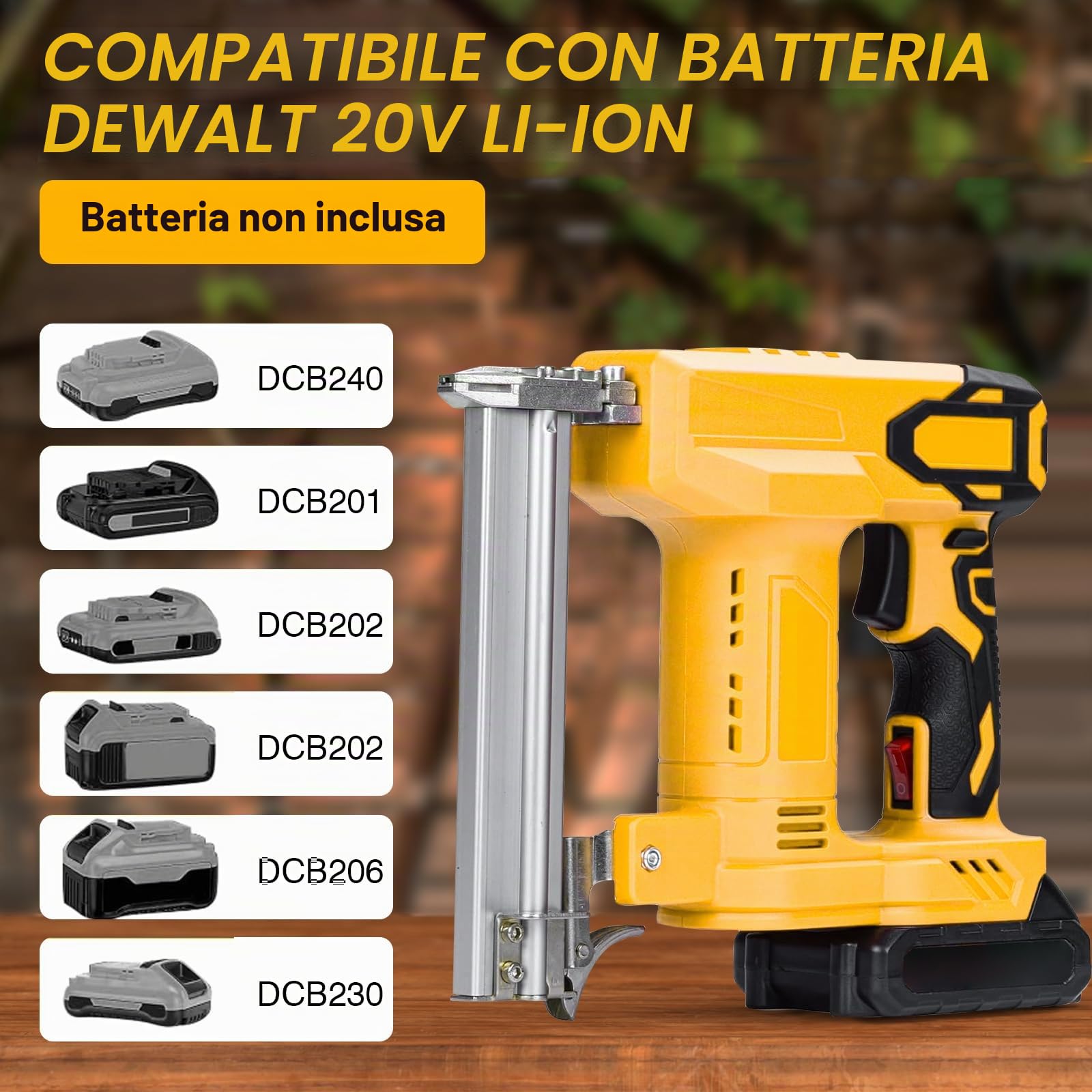 Pistola per unghie a batteria Compatibile con Dewalt 18 V batteria | Graffatrice elettrica senza fili Sparachiodi a Batteria, 2 in 1 cucitrice elettrica con 1000 chiodi dritti e 500 chiodi a U