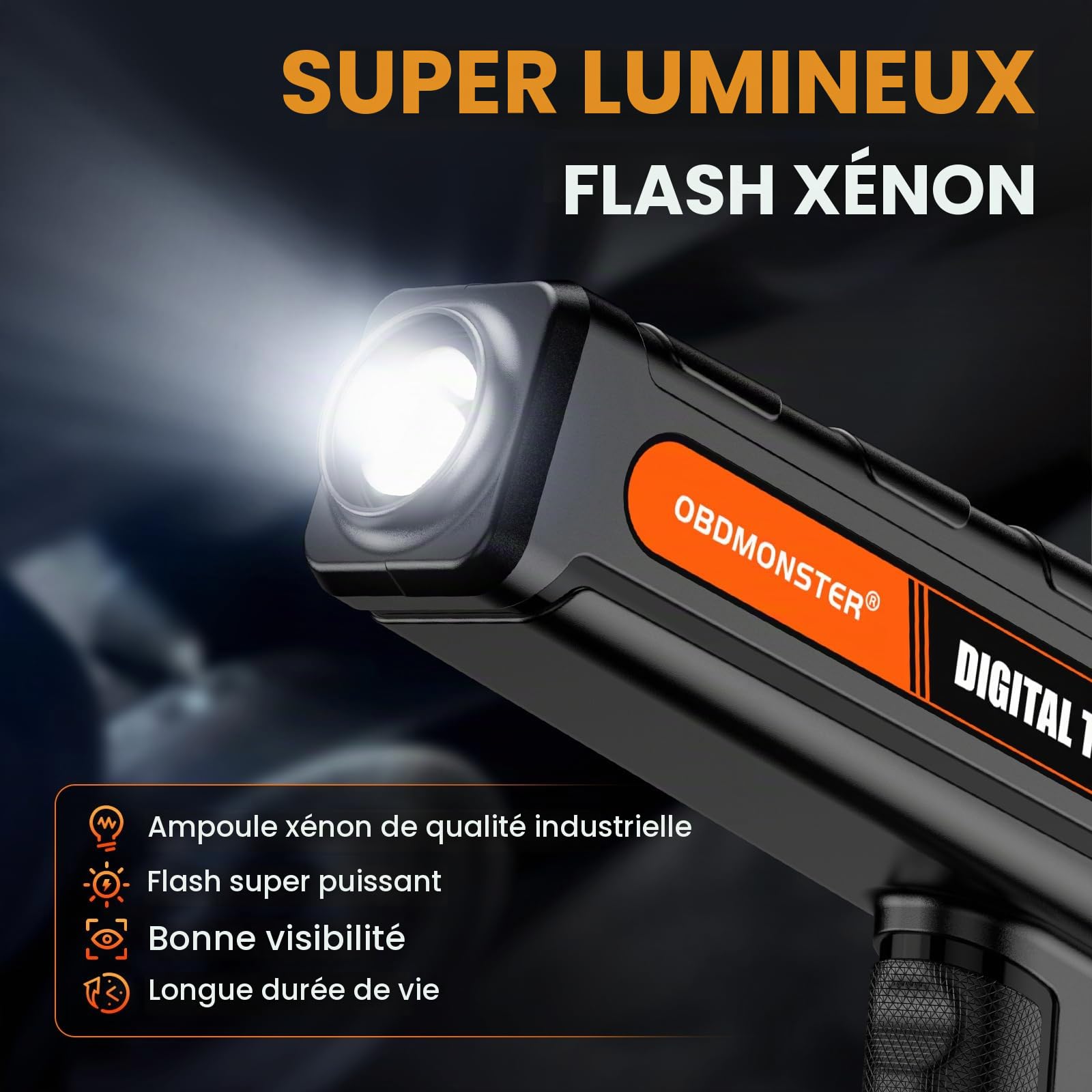 Lampe Stroboscopique Allumage 12V, Pistolet D'allumage avec Ecran LCD, Pistolet D'allumage Inductive 2/4 Temps Engine,pour Voiture, Moto, Marine