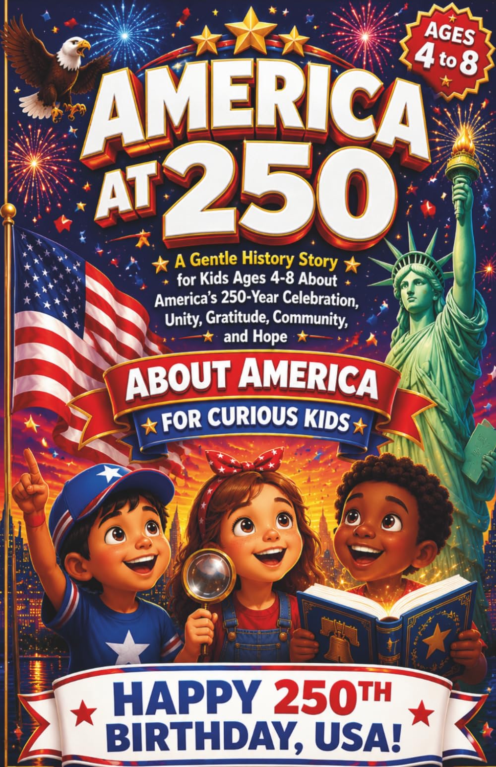 America at 250: A Children’s Storybook About Freedom, Courage, Kindness, and Hope: A Gentle History Story for Kids Ages 4-8 About America’s 250-Year Celebration, Unity, Gratitude, Community, and Hope