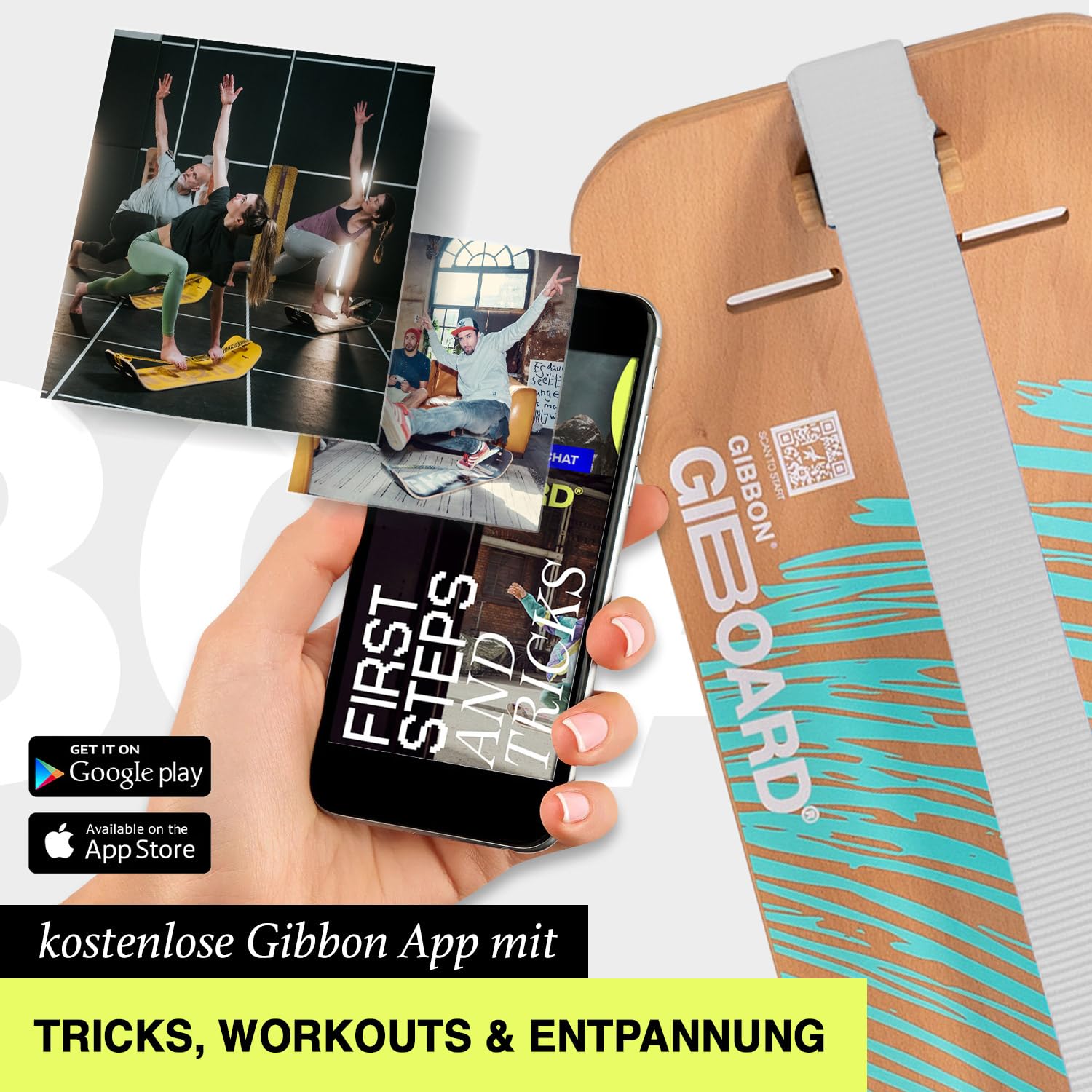 GIBBON Gyboard Spiel Black/White Balance Board Interaktives Training mit App