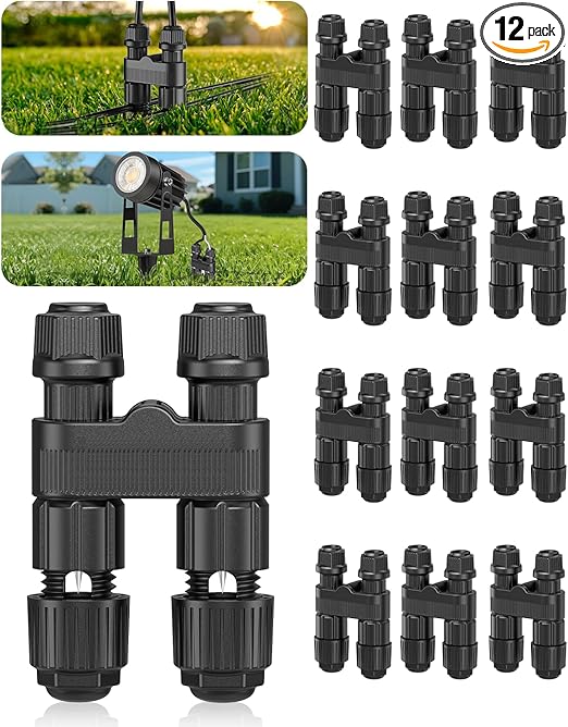 HIBOITEC Low Voltage Wire Connector Landscape Lighting Connectors Waterproof 12-18 Gauge Low Voltage Landscape Wire Connectors for Outdoor Garden Yard Path Lights, 12 Pack