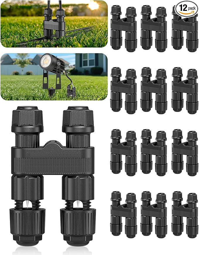 HIBOITEC Low Voltage Wire Connector Landscape Lighting Connectors Waterproof 12-18 Gauge Low Voltage Landscape Wire Connectors for Outdoor Garden Yard Path Lights, 12 Pack