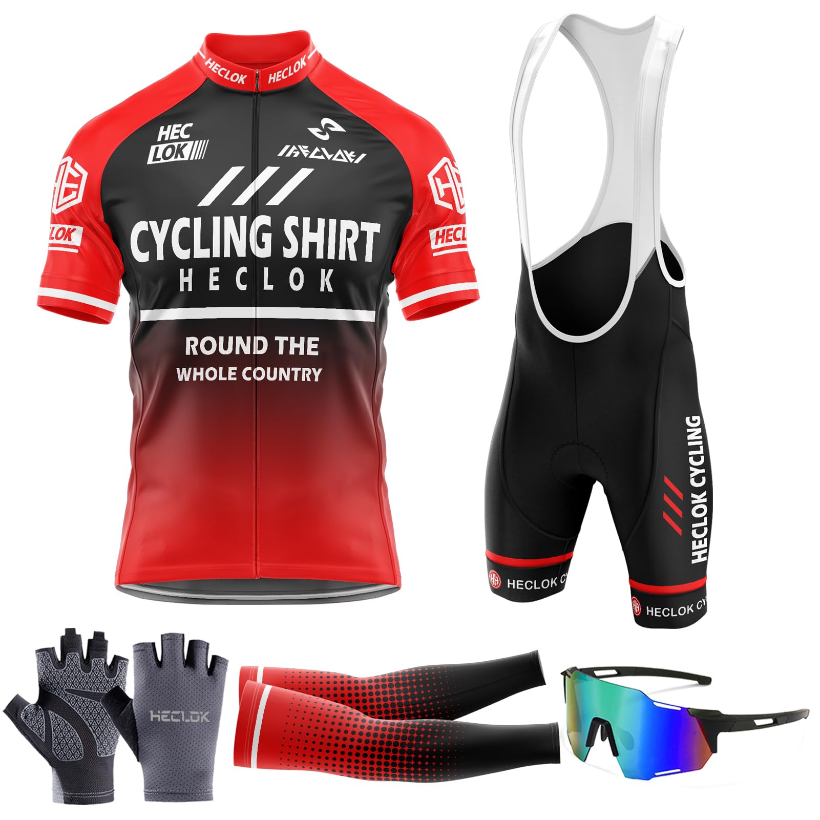 Men’s Summer Cycling Suit - Short Sleeve Cycling Jersey with 9D Gel Padded Bib Shorts Set, for Outdoor Riding Sport, Biking Race,2024 World Tour Team Cycling Jersey Set for Men (TYP-8,XXL)
