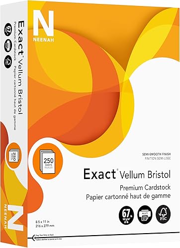 Neenah Paper Exact Vellum Bristol, 67 libras, 8.5 x 11 pulgadas, 250 hojas, blanco, brillo 94 (80211) Azul,Verde,Marfil,Blanco,Amarillo
