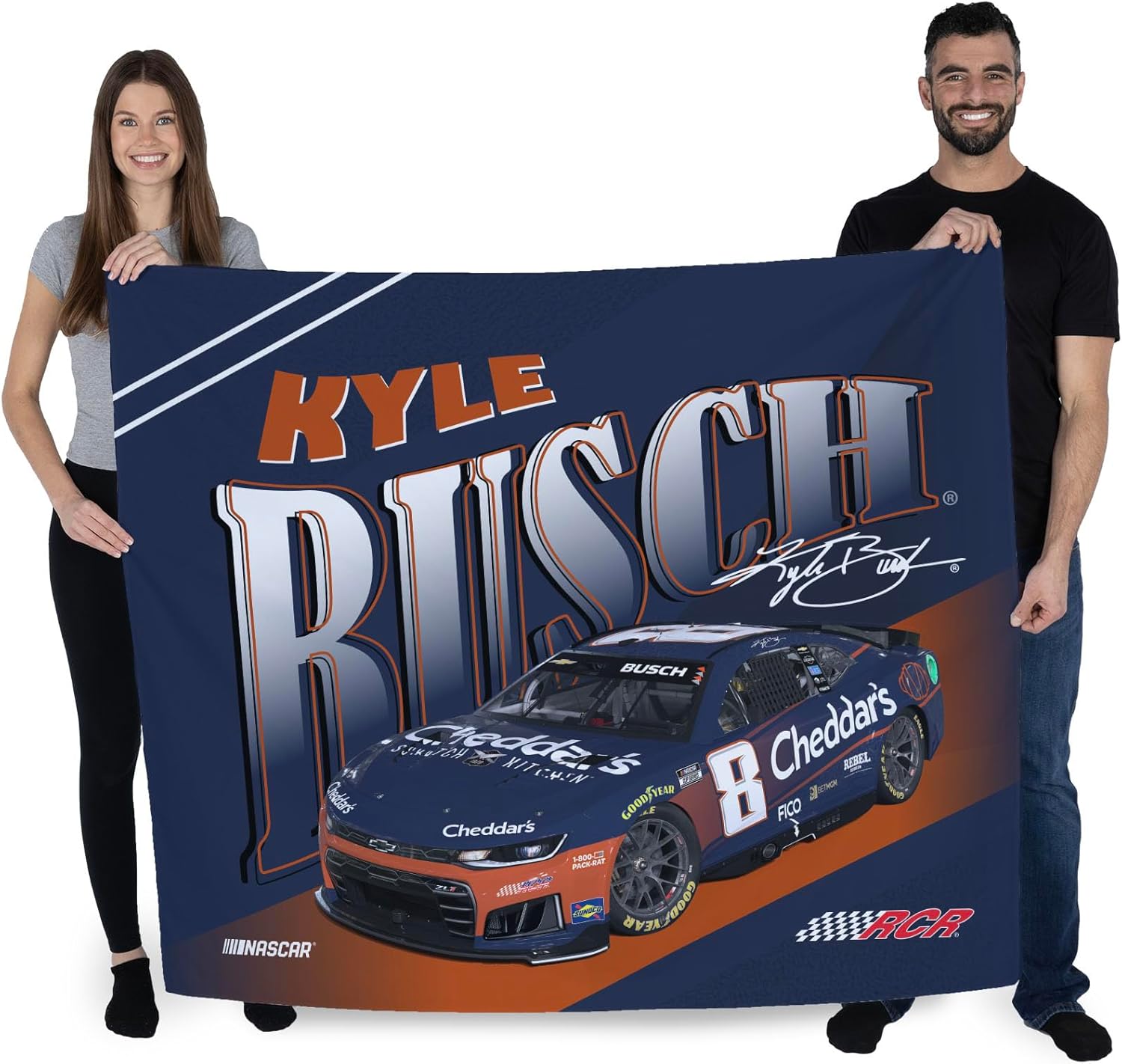 Northwest NASCAR Kyle Busch Cheddar's Comet Car Printed Wall Hanging Tapestry, 34 x 40 in, Woven Polyester Fabric, Decorative Fan Art for Bedroom Office Living Room