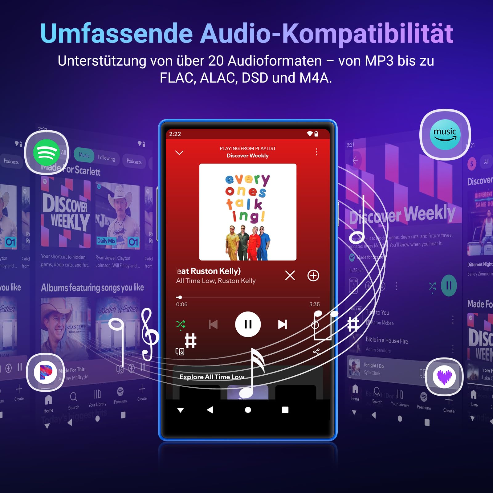 MECHEN 160GB MP3 Player Spotify, 5,0 Zoll Bluetooth Android 13 MP4 Player WLAN, Elternmodus, FM Radio, Amazon Music Deezer Audible Kompatibel (X52-B)