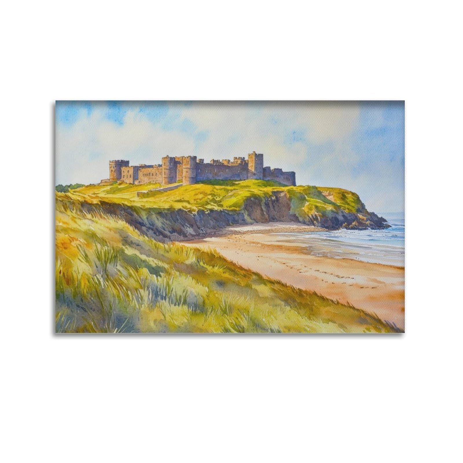 xiaoxiaoshen Bamburgh Castle Northumberland Travel England Coastal History 1 Canvas Poster Wall Art Prints Room Aesthetic Murals Bedroom And Living Decorations 08x12inch(20x30cm)