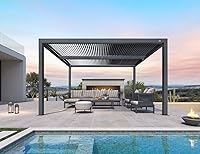 Vista 73 de PURPLE LEAF 94AS - Pérgola pequeña de aluminio compacto de 10 x 12 pies con techo rígido con listones ajustables para patio, cubierta de terraza