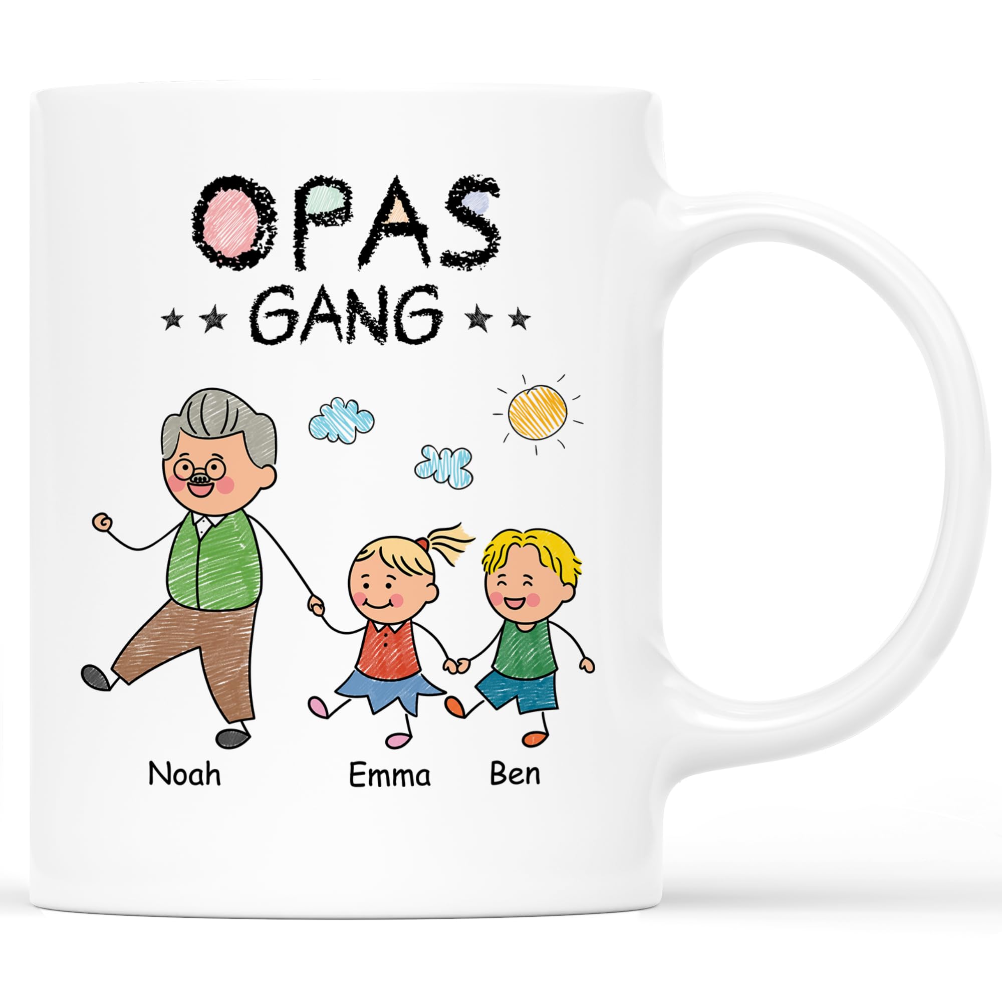 Personalisierte Papa/Mama Gang Tasse – Vatertag Geschenk, Keramik, 325 Ml, Mikrowellengeeignet
