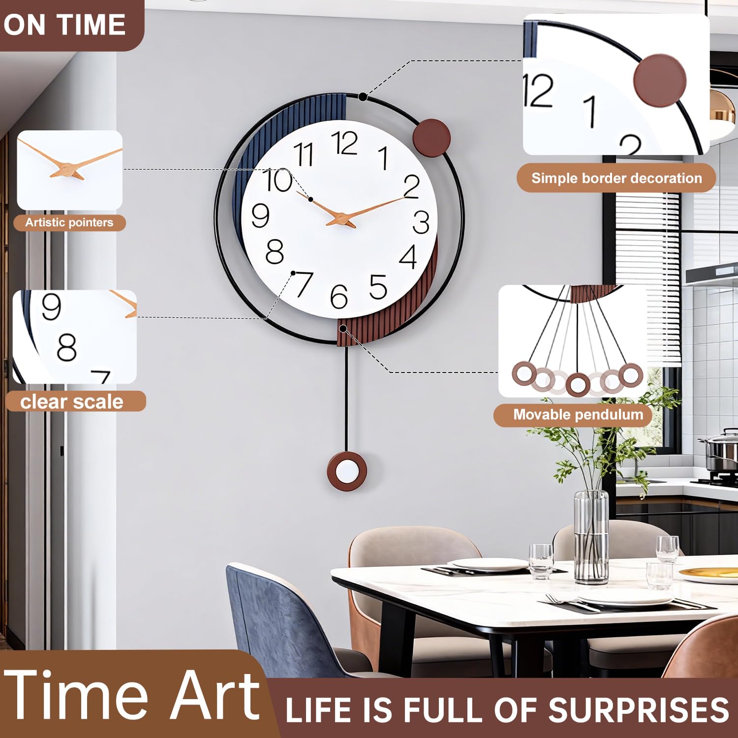 Reloj de pared (628-negro, EE.UU.)