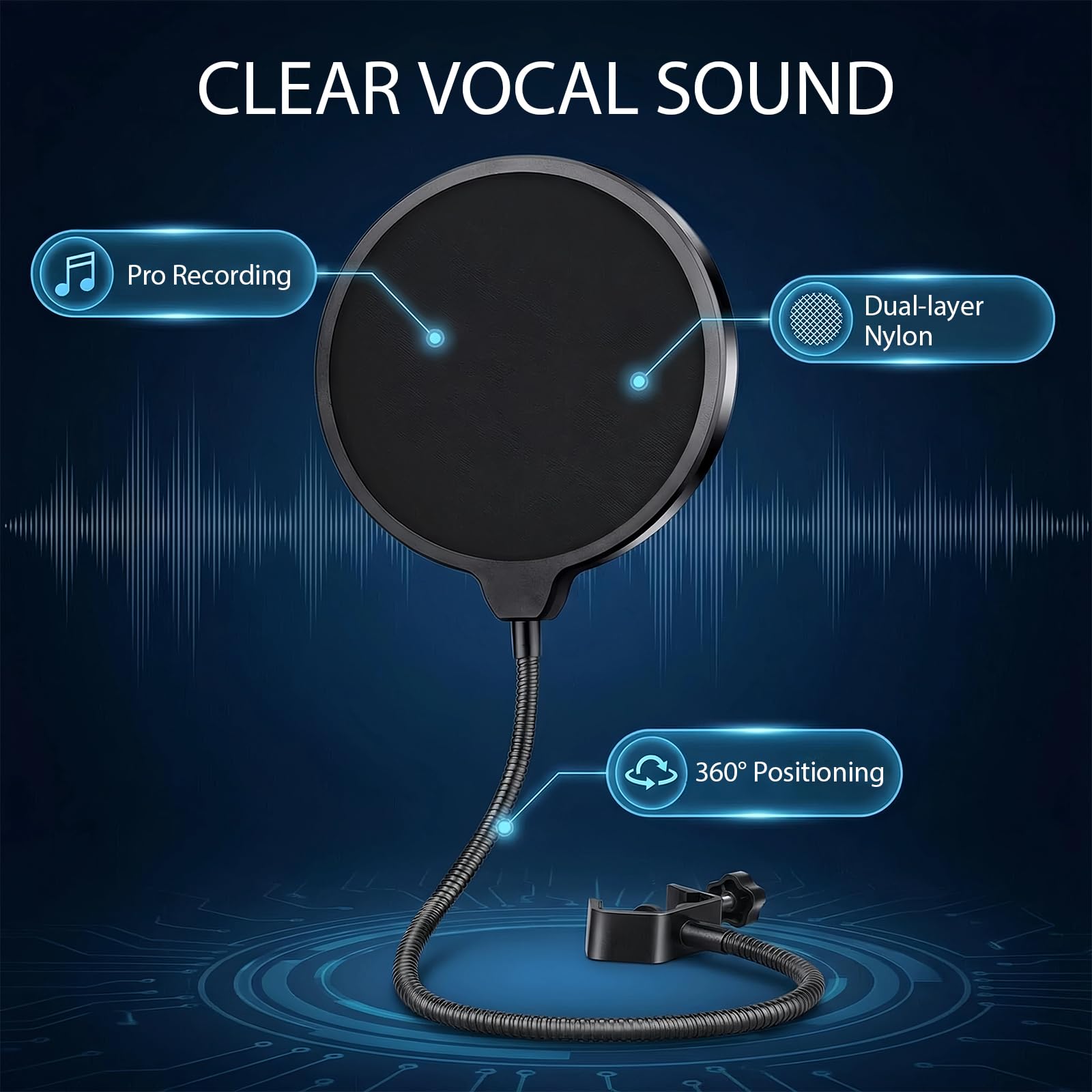 Microphone Filtre Anti-Pop, Pour Microphone Avec Bouclier Isolation Micro Et Filtre Micro Double Couche, Anti Pop Et Bonnette Micro Pour Enregistrement Vocal Podcast Chant Et Création Audio