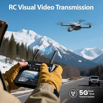 Drones with Camera for Adults 4K, WF33 GPS Foldable FPV Drone with 4.5 LCD Screen on Controller, Under 249g, Brushless Motor, Return Home, 5G Transmission, 40 Mins Flight Time, 8GB Card