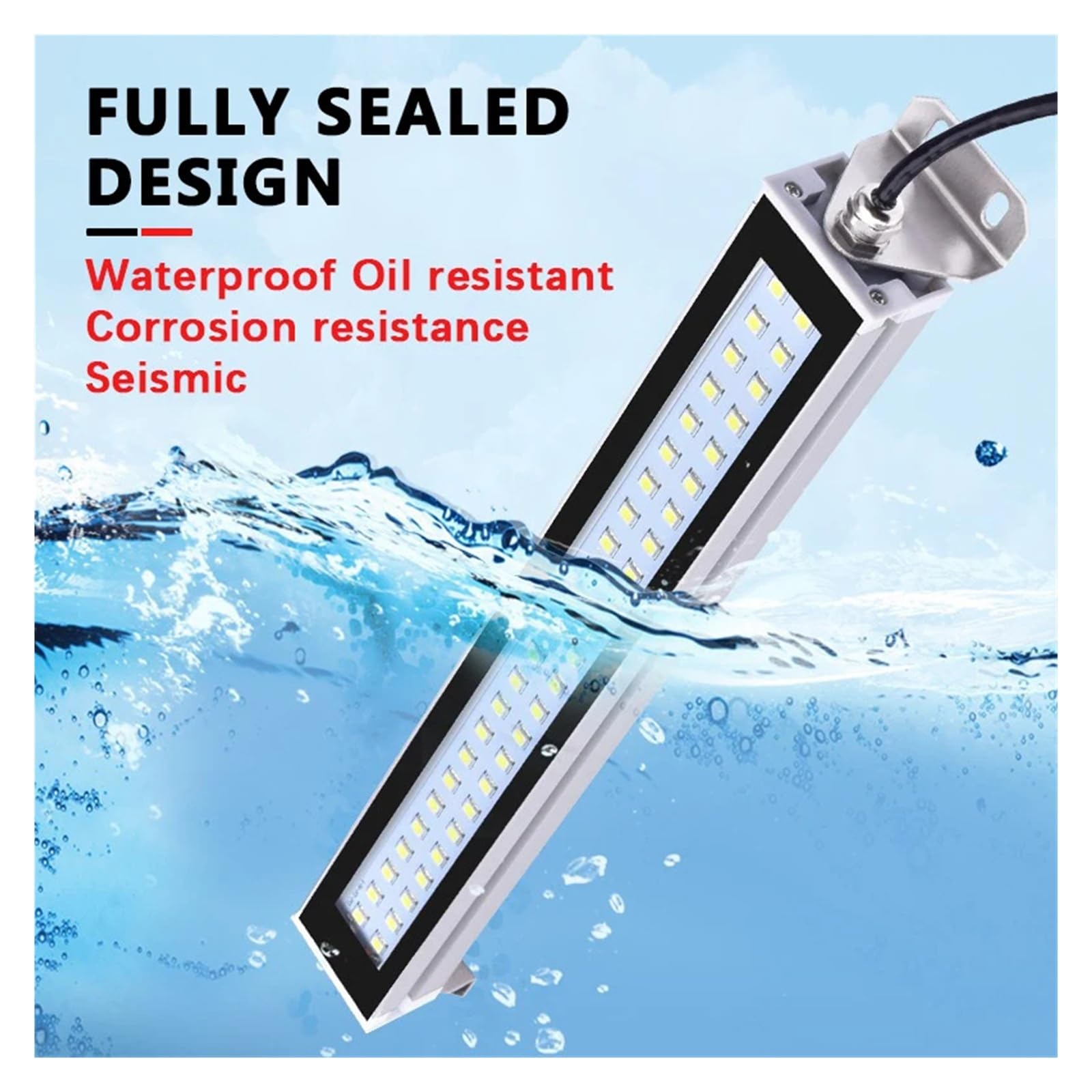 Lampada da officina a LED da 22CM/35CM/40CM/53CM, lampada for tornio CNC impermeabile IP67 a prova di olio for macchine utensili AC DC per macchine utensili da tornio(L53cm-Cool white,AC110-220V)