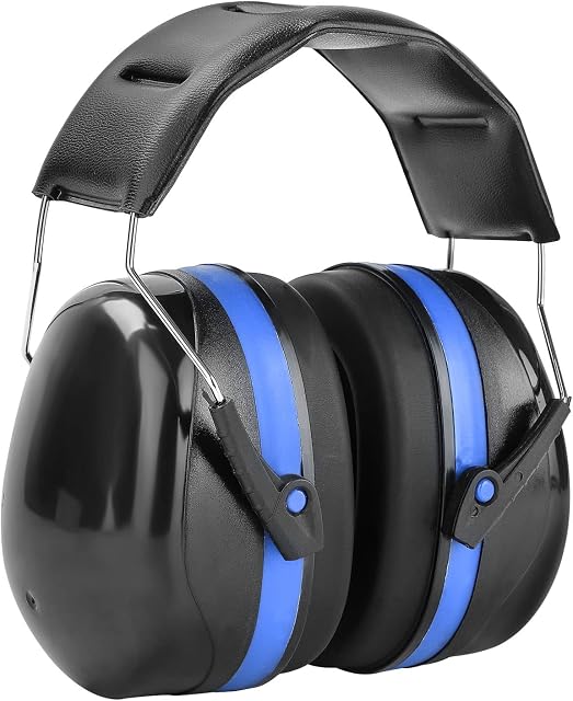 KINGSAID Ear Defenders Folding Kids Ear Protectors Muffs NRR Plugs Adult Hearing Protector 35dB Noise Cancelling Passive Sound Blocking Earmuffs Hearing Protectors Black (Blue)