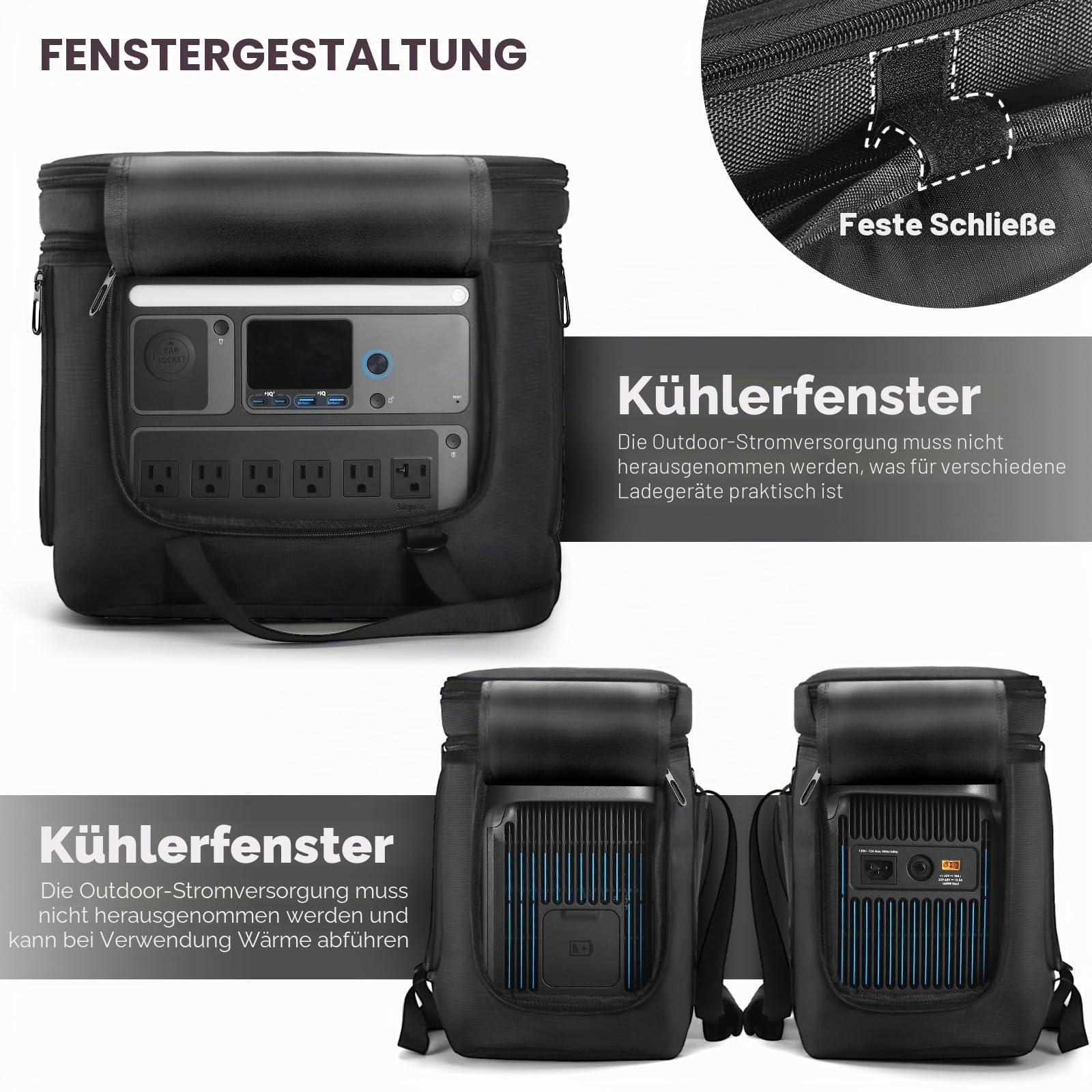 Tragetasche kompatibel mit Anker Solix C1000/C800/C800 Plus Tragbare Powerstation, Outdoor-Reise-Aufbewahrungstasche mit Schultergurt, Taschen für Ladekabel und Zubehör