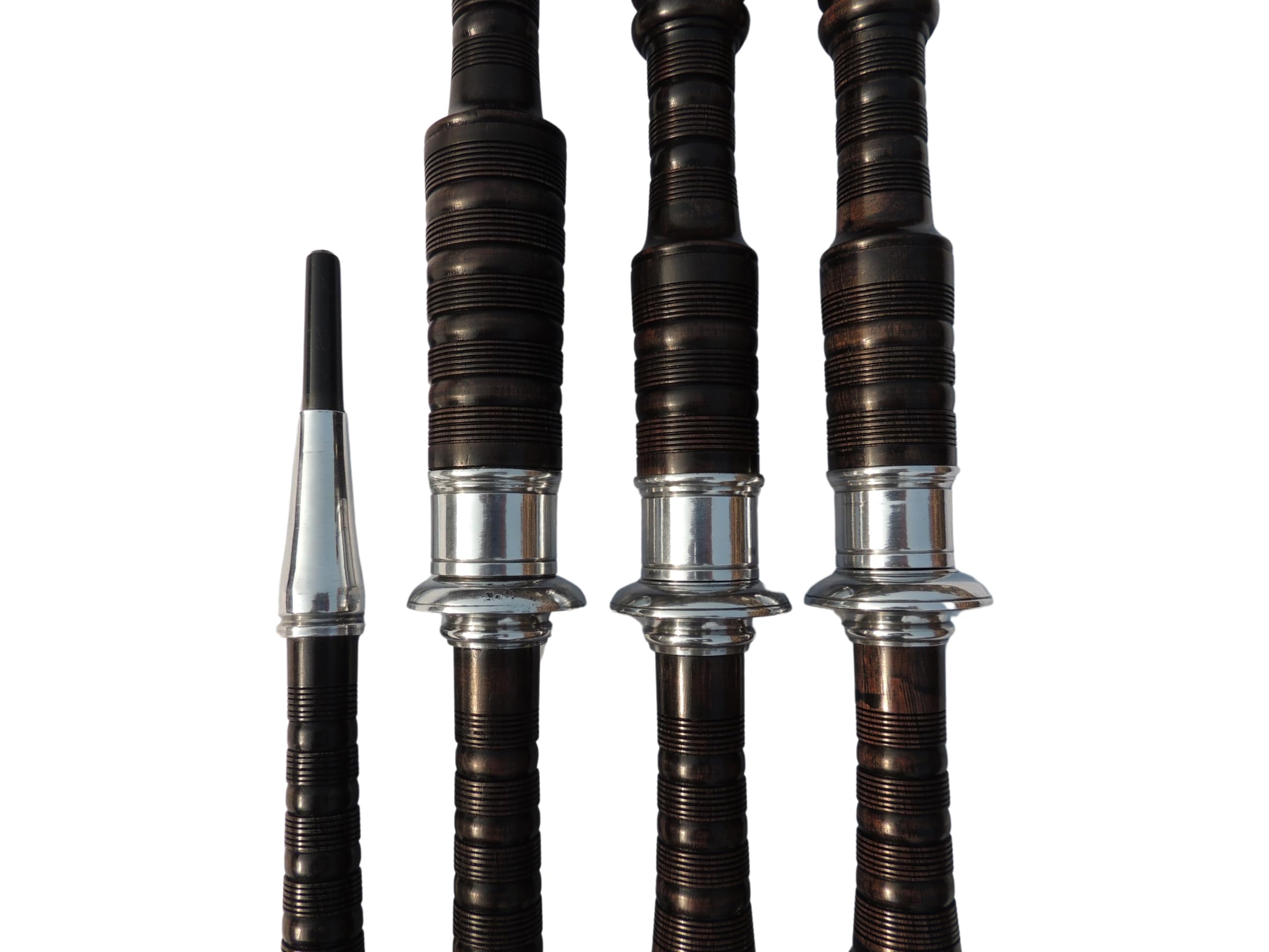 Cornamusa Great Highland in legno di cobolo sfumato nero con supporti in nichel argento e corda di copertura in velluto nero, per studenti, kit completo con guida per principianti, ance e