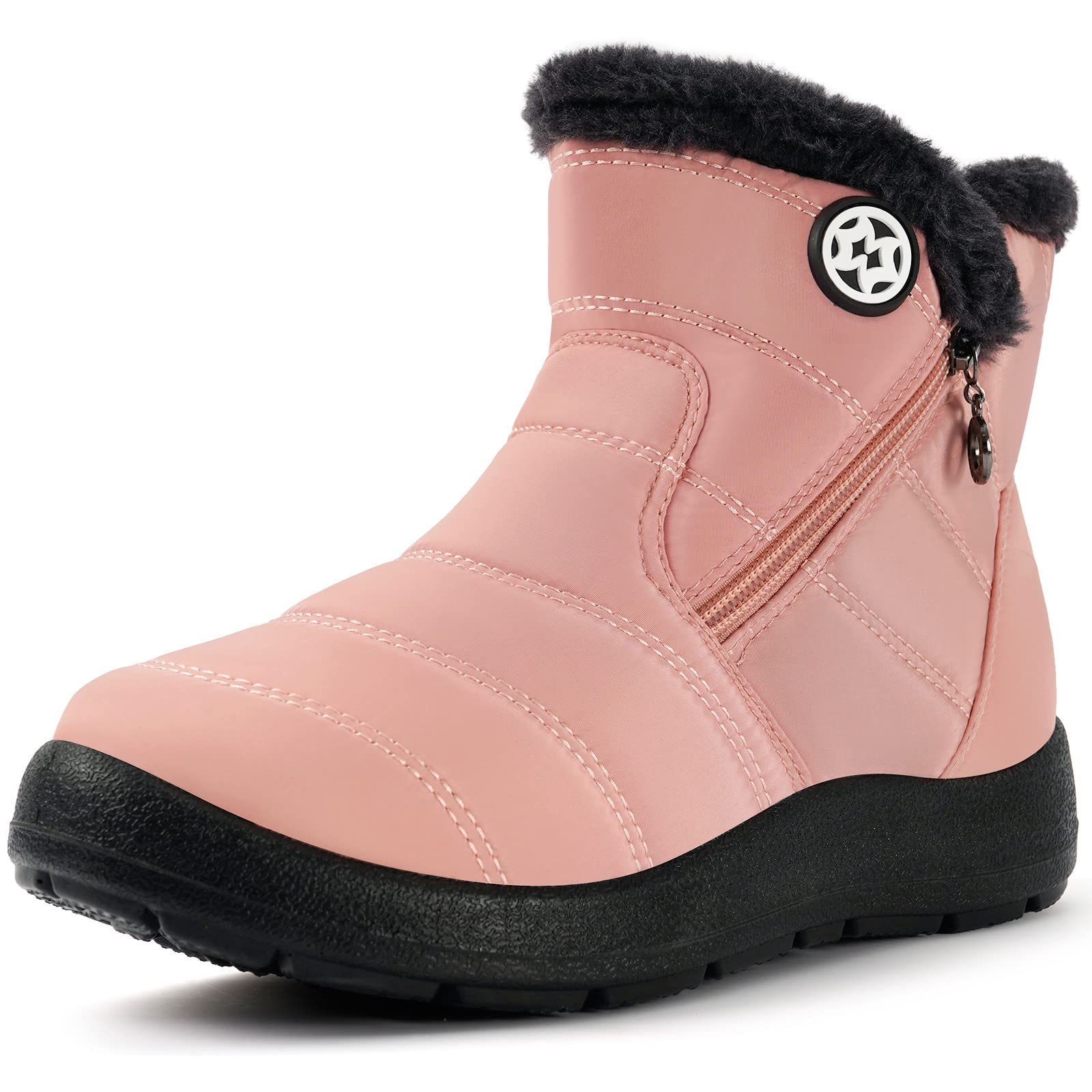 Hsyooes Womens Warm Fur Lined Winter Snow Boots Waterproof Ankle Boots Outdoor Booties Comfortable Shoes for Women