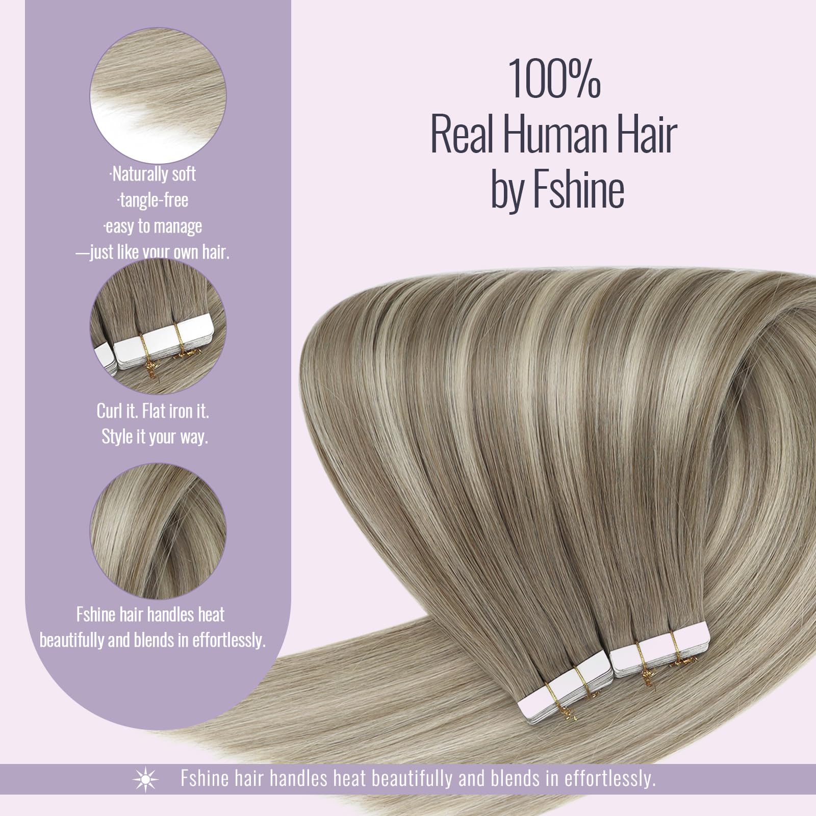 Fshine Extension Capelli Veri Biadesivo 40cm 50g 20pcs Biadesive Capelli Veri Extension Adesive Lisci Umani Castano Chiaro A Biondo Chiaro Con Castano Chiaro Extensions Compleanno