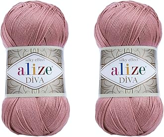 Diva Yarn Hand Knitting Yarn 100% Microfiber Acrylic Yarn Alize Diva Silk Effect Thread Crochet Art Lace Craft Lot of 2 skeins 200gr 767 yds (354-Rose)