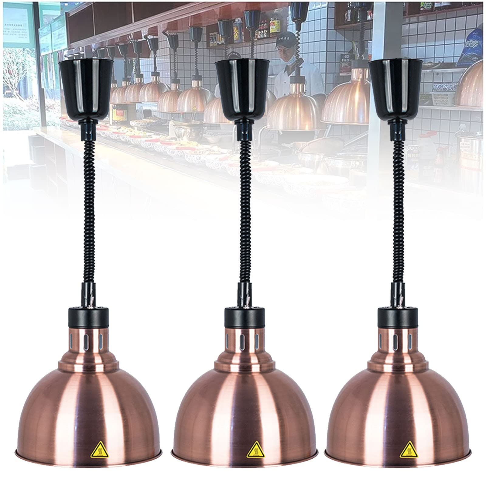 Wärmelampe Küche für Essen, Kommerziell Zuhause Speisenwärmer Buffet Server Lebensmittel Wärmelampe für Hotelküche Buffet Restaurant, Höhe 60-180 cm Einstellbar, Durchmesser 25cm