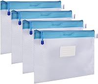 Vista 13 de Wisdompro - Bolsa con cremallera, 4 paquetes de bolsa de archivos de malla impermeable duradera tamaño carta, organizador de documentos, color morado