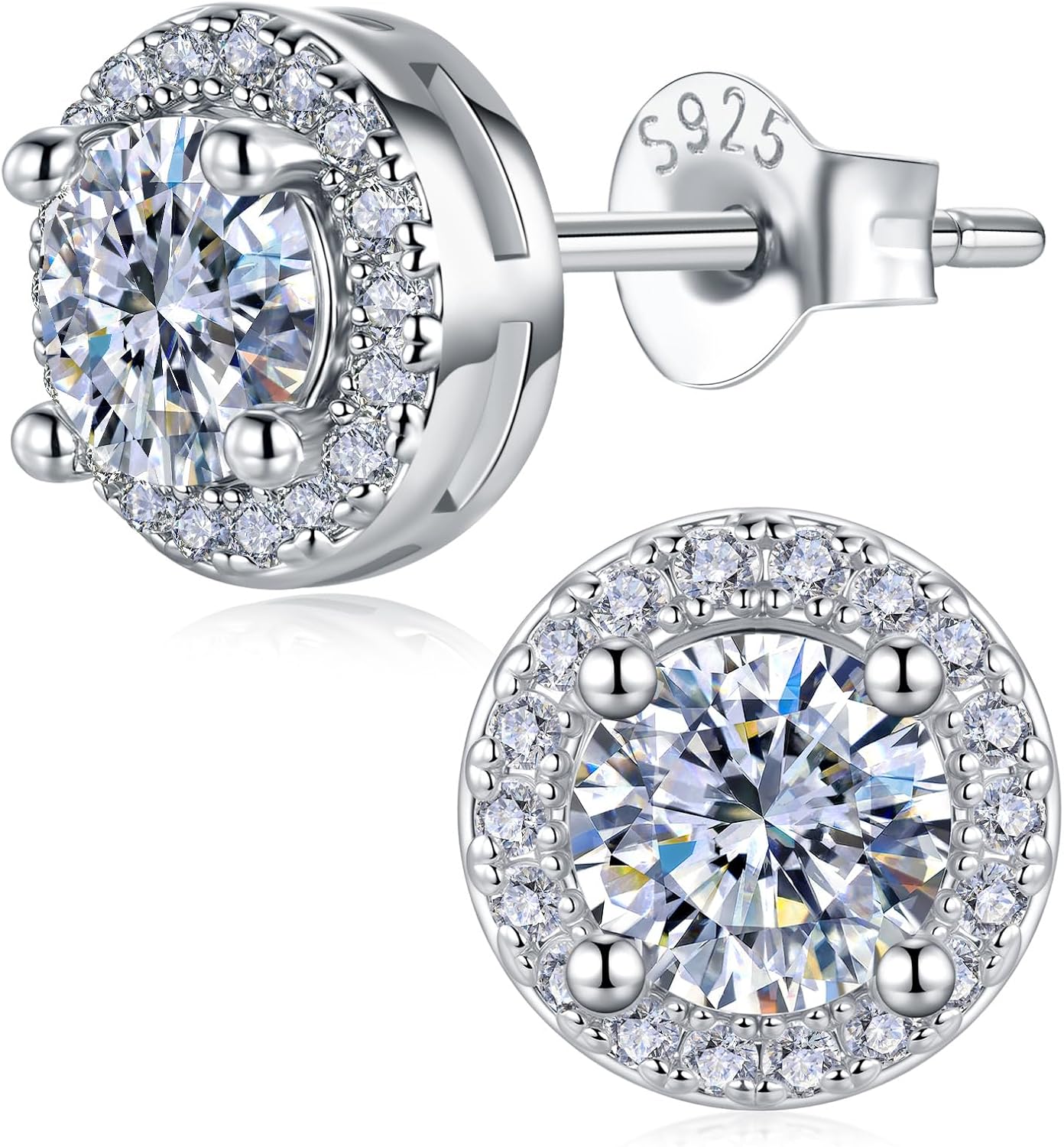 0.5CT Round Moissanite Earrings for Women D Color VVS1 S925 Sterling Silver White Gold Plated Ideal Gift for Wife Mom on Anniversary Mother's Day Birthday Expressing Maternal Love and Friendship